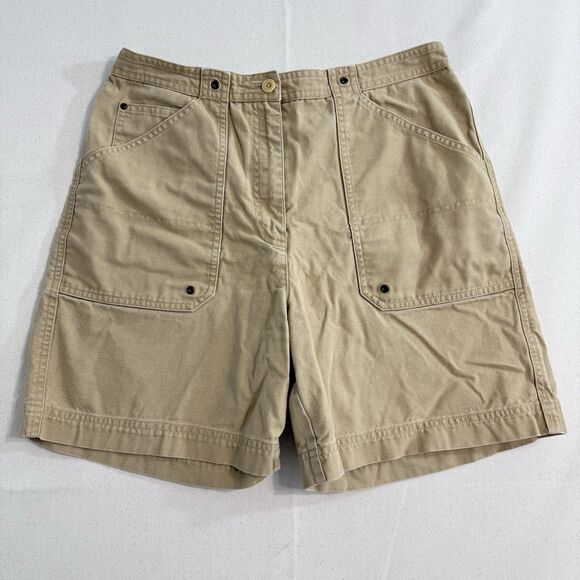Lauren Ralph Lauren Womens Beige Tan Solid Cotton 5 Pockets Utility Shorts Sz 8 - Picture 1 of 8